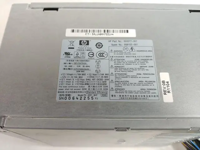 Alt view image 8 of 9 - HP 503377-001 320 Watt Power Supply For 6005Mt Elite 8000 Microtower Pcs