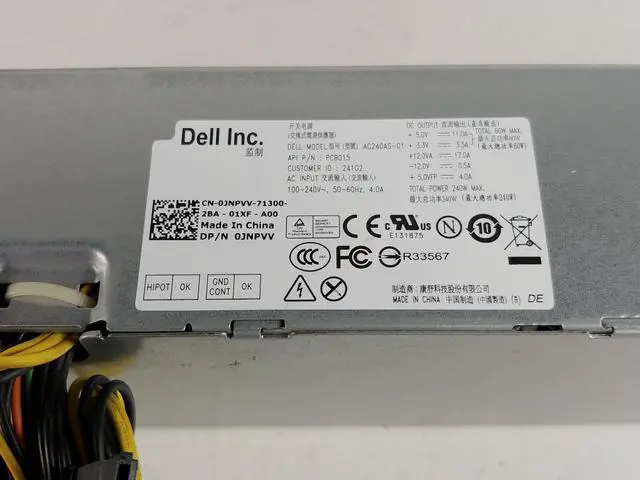 Alt view image 10 of 11 - Dell Jnpvv Dell 240 Watt Power Supply For Optiplex 7010 9010 Sff