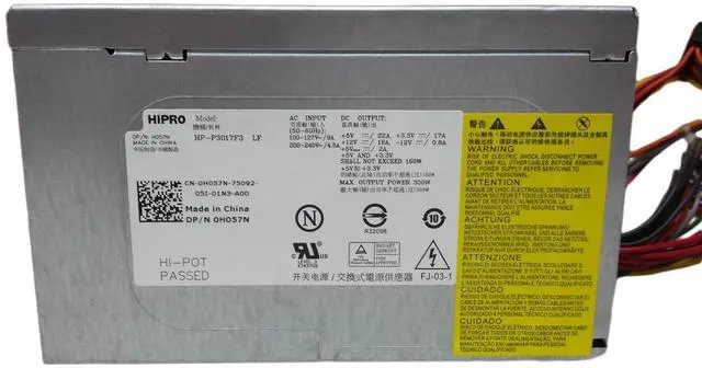 Alt view image 9 of 11 - Genuine XW600 XW601 Replacement 250 Watt - 300 Watt Power Supply Power Brick PSU, For Dell Vostro 200, 201, 400, 220, In