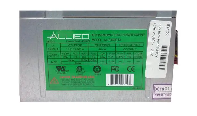 Alt view image 4 of 5 - Allied AL-8360BTX 350W 20+4 Pin Power Supply