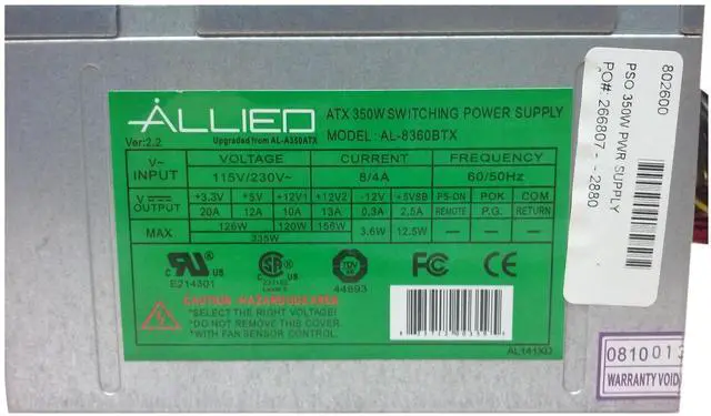 Main image of Allied AL-8360BTX 350W 20+4 Pin Power Supply