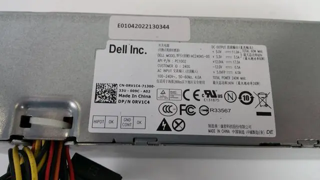 Alt view image 6 of 7 - Dell RV1C4 240W Power Supply