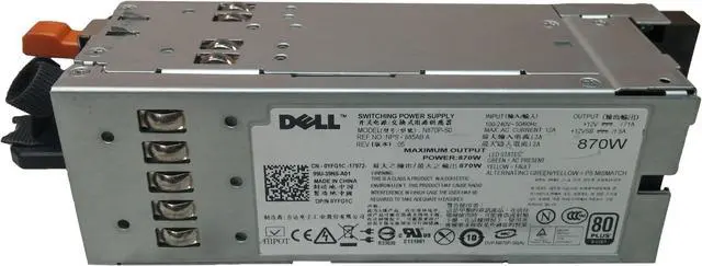 Alt view image 4 of 6 - Dell PowerEdge R710 T610 PowerVault NX3000 NX3100 Server Power Supply 870W YFG1C VT6G4 7NVX8 D263K N870P 330-4524