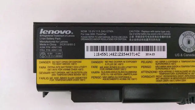 Alt view image 4 of 7 - Lenovo 45N1149 ThinkPad Battery 57+ (6 Cell)