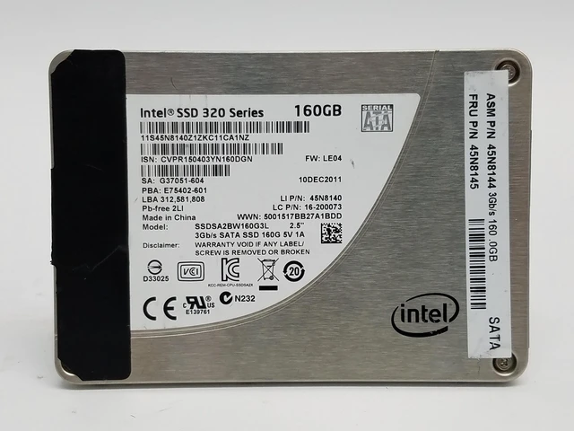 Main image of Intel 320 Series SSDSA2BW160G3L 160GB 2.5" SATA II Solid State Drive