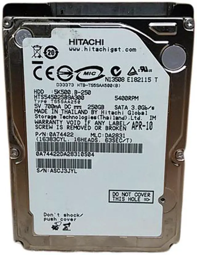 Alt view image 3 of 5 - Hitachi 250GB 5400RPM 2.5' SATA HTS545025B9A300