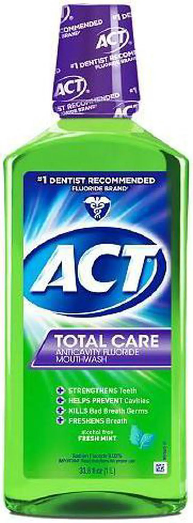 Main image of ACT Total Care Anticavity Fluoride Mouthwash, Fresh Mint, 33.8 oz