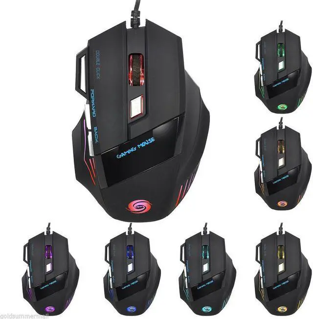 Alt view image 6 of 6 - JWFY USB Wired LED Optical Gaming Mouse 5500DPI with Seven Buttons for Pro Gamer