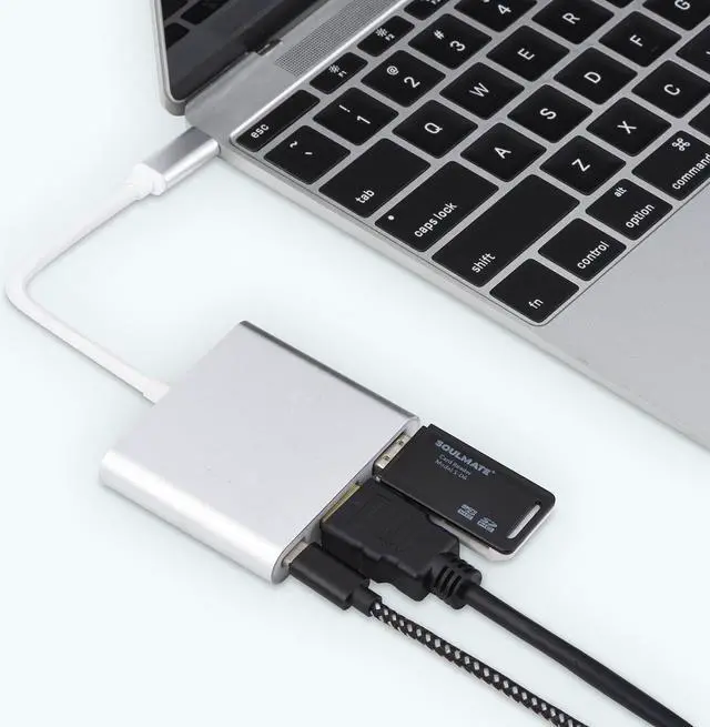 Alt view image 5 of 6 - USB C to HDMI Adapter with HDMI+USB 3.0+USB C 3.1 Power Delivery Port, USB C Hub Converter supports 4K UHD display for Samsung S8 Plus/Note8, New MacBook,HP Spectre,Chromebook Pixel