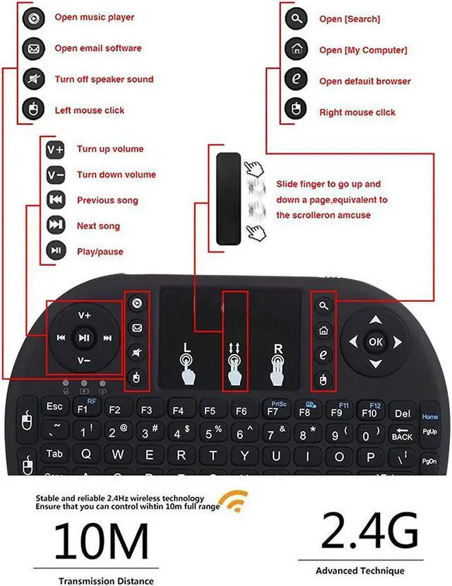 Alt view image 4 of 7 - Mini Wireless Keyboard Backlight 2.4G Mouse Touchpad For Android Smart TV Box PC