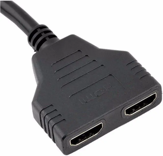 Alt view image 4 of 6 - HDMI Male to Dual HDMI Female 1 to 2 Way HDMI Splitter Adapter Cable For HDTV, Support Two TVs at the Same Time, Signal One in, Two out
