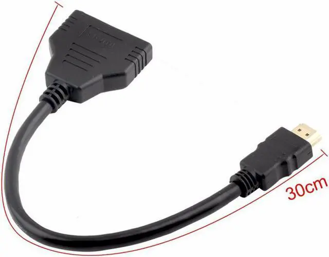 Alt view image 6 of 6 - HDMI Male to Dual HDMI Female 1 to 2 Way HDMI Splitter Adapter Cable For HDTV, Support Two TVs at the Same Time, Signal One in, Two out