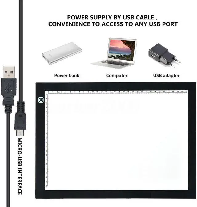 Alt view image 2 of 7 - 19" A3 LED Art Stencil Board Light Box Artist Tracing Drawing Board Pad Table