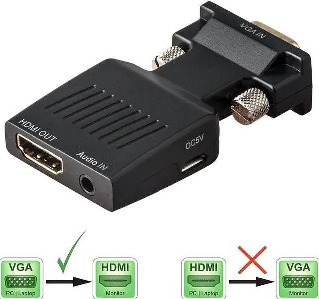 Main image of VGA to HDMI Adapter with Audio Male VGA to Female HDMI Converter Laptop to TV