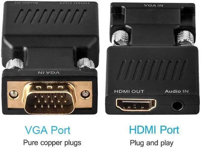 Alt view image 3 of 5 - VGA to HDMI Adapter with Audio Male VGA to Female HDMI Converter Laptop to TV