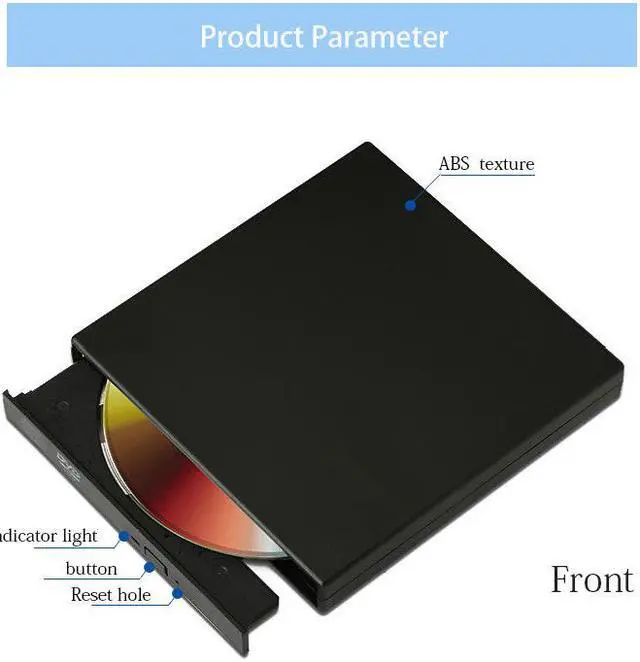 Alt view image 3 of 7 - External DVD ROM Optical Drive USB 2.0 CD/DVD-ROM CD-RW Slim Reader/Burner