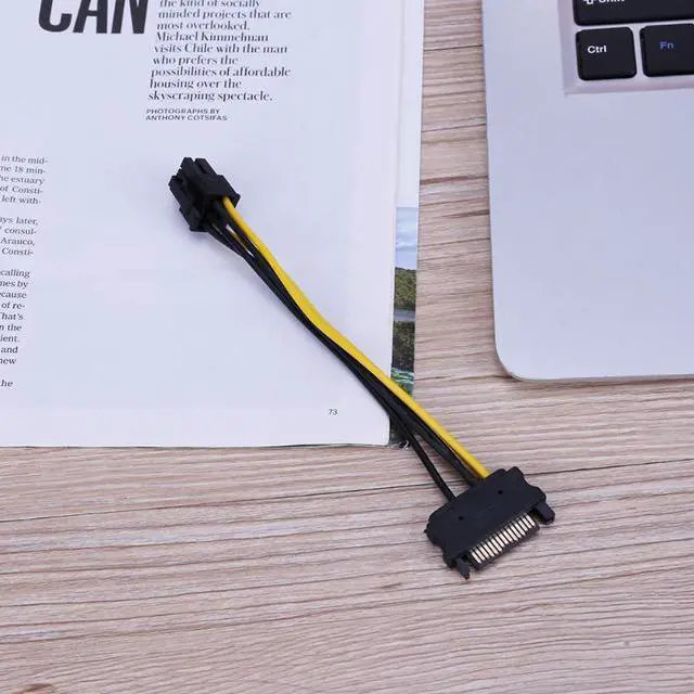Alt view image 6 of 6 - SATA 15Pin Male Port to 557 6Pin Power Supply Cable Graphic Cards Power Cable Cord Extension Cables for BTC mining