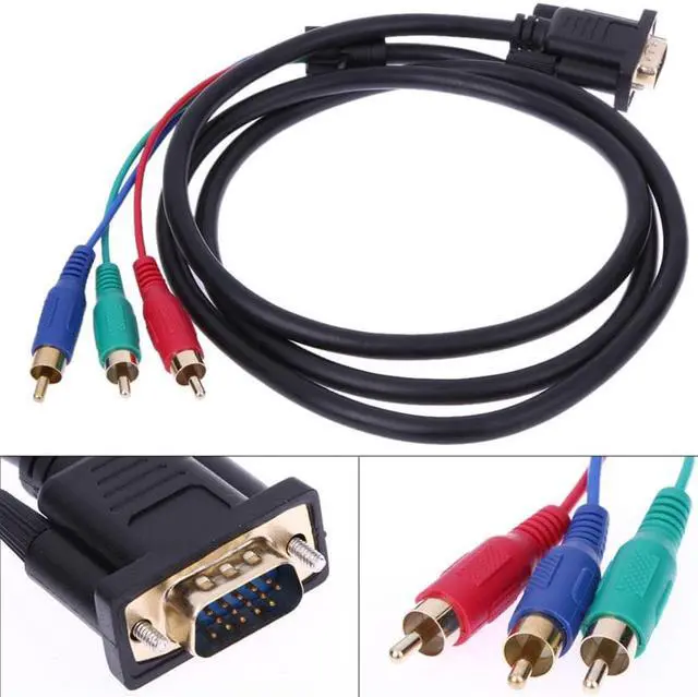 Alt view image 4 of 6 - New 1.5m 5Ft VGA to TV 3 RCA Component AV Adapter Cable for PC Laptop