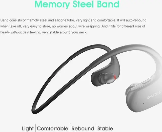 Alt view image 5 of 6 - Sport Bluetooth Headset IPX7 Waterproof Wireless Earphone HiFi Stereo Headphone Neckband Earbuds 120mAh with Microphone