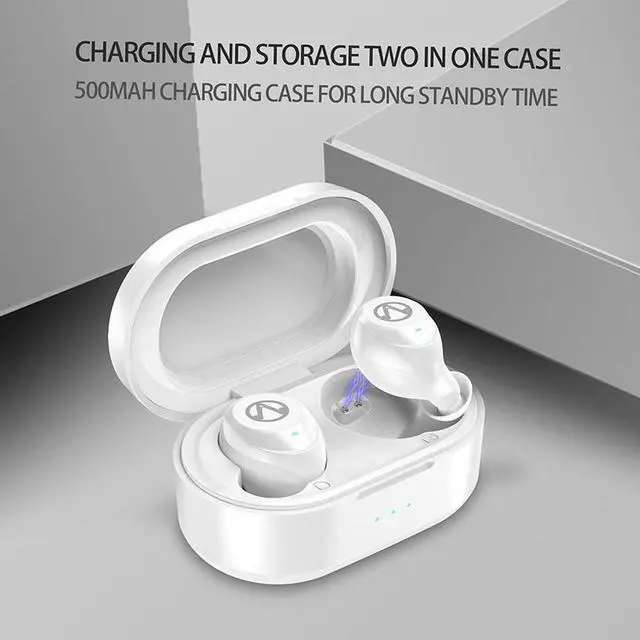 Alt view image 5 of 6 - Waterproof Earphone 7 Hours Continuously Use Bluetooth 5.0 Tiny Earbuds Touch Control Wireless Headphone for Outdoor use