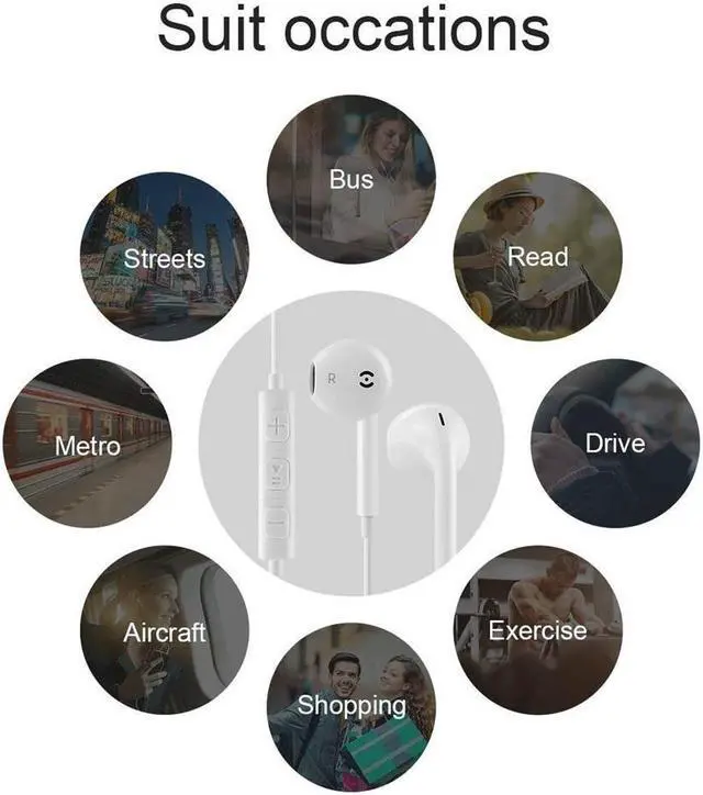 Alt view image 6 of 6 - Wired Earphones Super Bass 3.5mm Earphones Headset Hands Free Earbuds with Mic For Huawei Xiaomi iPhone Samsung S4 S5 S6 S7 S8