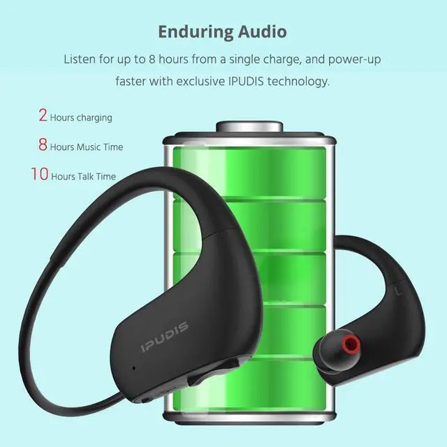 Alt view image 3 of 6 - Sport Bluetooth Headset IPX7 Waterproof Wireless Earphone HiFi Stereo Headphone Neckband Earbuds 120mAh with Microphone