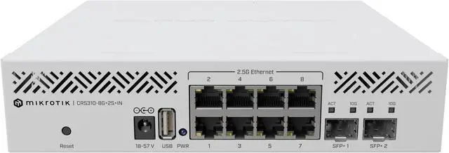 Main image of Mikrotik Switch CRS310-8G+2S+IN 2.5/10 Gigabit combo 256 MB RAM SFP+ ports