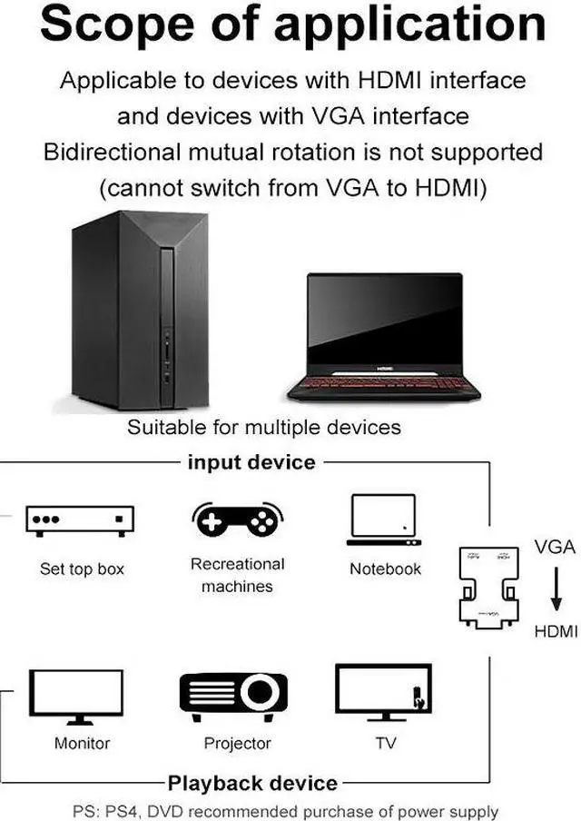 Alt view image 2 of 6 - HDMI Female To VGA Male With Audio Adapter Computer Monitor TV Projector Converter