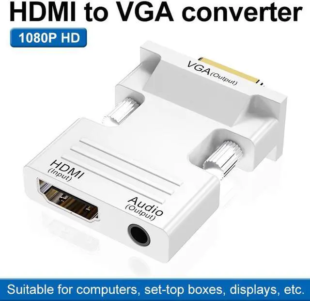 Alt view image 6 of 6 - HDMI Female To VGA Male With Audio Adapter Computer Monitor TV Projector Converter