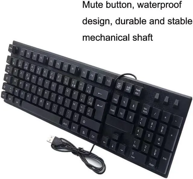 Alt view image 4 of 4 - 108 Keys Computer USB Wired Keyboard, Cable Length: 1.5m