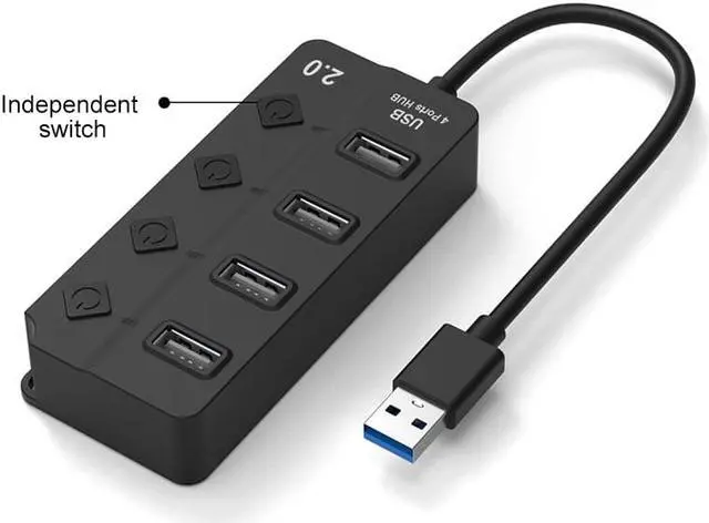 Alt view image 2 of 7 - Onten 5301 USB 3.0 Male to 4 USB 2.0 Female Splitter Extender with Independent Switch - OEM