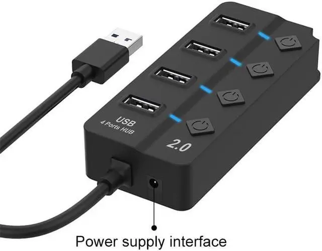 Alt view image 3 of 7 - Onten 5301 USB 3.0 Male to 4 USB 2.0 Female Splitter Extender with Independent Switch - OEM