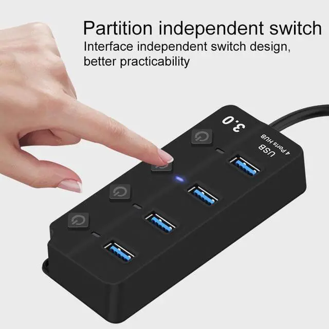 Alt view image 5 of 7 - Onten 5301 USB 3.0 Male to 4 USB 2.0 Female Splitter Extender with Independent Switch - OEM