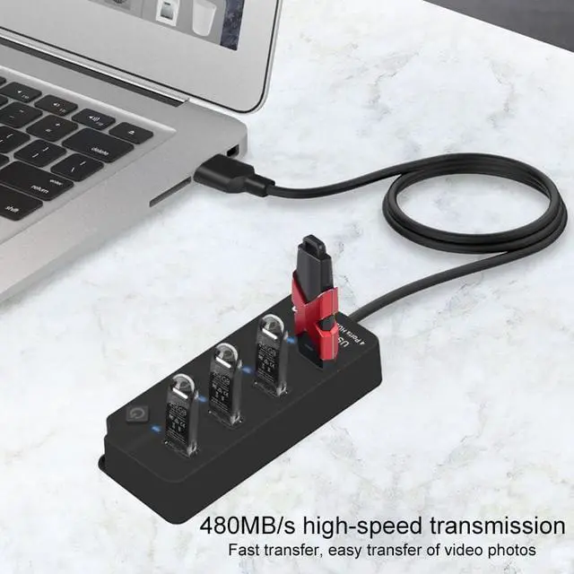 Alt view image 7 of 7 - Onten 5301 USB 3.0 Male to 4 USB 2.0 Female Splitter Extender with Independent Switch - OEM