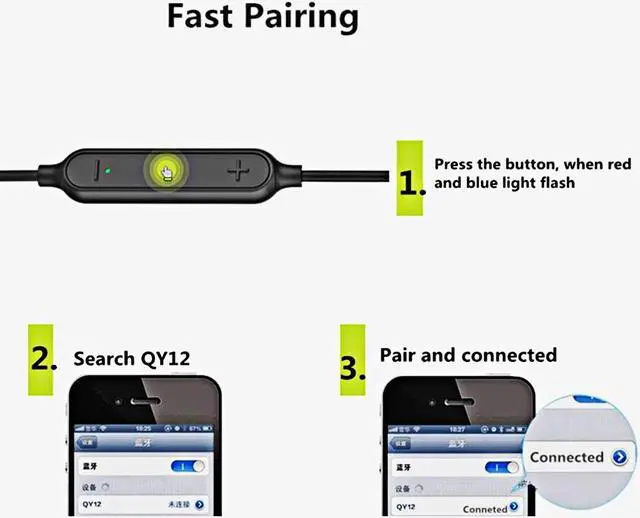 Alt view image 4 of 7 - QCY QY12 Wireless Sport Bluetooth Stereo Earphone with Mic & Smart Magnetic Switch for iPhone, iPad, Samsung, HTC, Sony(White)