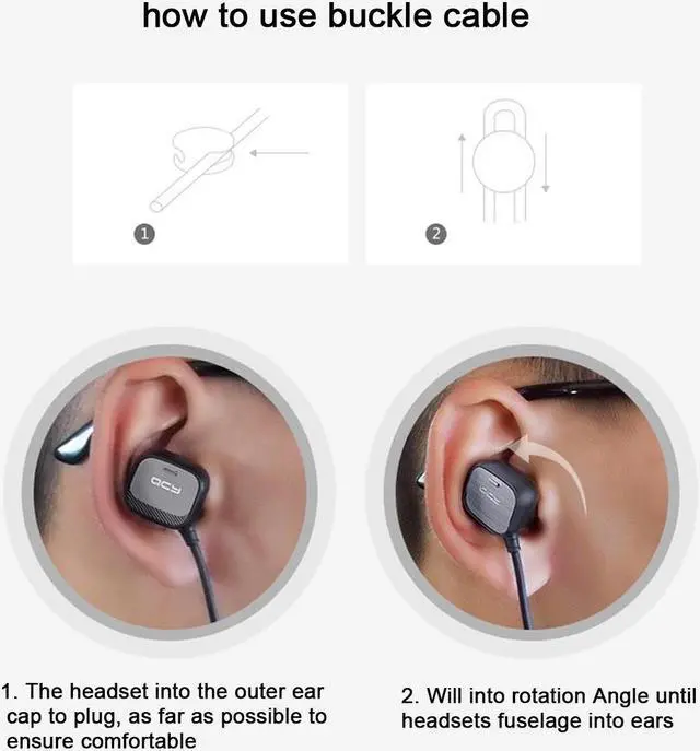 Alt view image 3 of 7 - QCY QY12 Wireless Sport Bluetooth Stereo Earphone with Mic & Smart Magnetic Switch for iPhone, iPad, Samsung, HTC, Sony(White)
