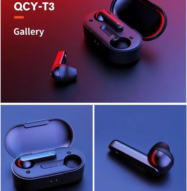 Alt view image 4 of 7 - QCY T3 Bluetooth 5.0 Semi-In-Ear Design Waterproof Wireless Bluetooth Earphone (Black)