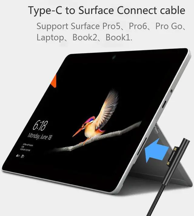 Alt view image 5 of 6 - USB-C / Type-C to 6 Pin Magnetic Male Laptop Power Charging Cable for Microsoft Surface Pro 6, Cable Length: about 1.5m