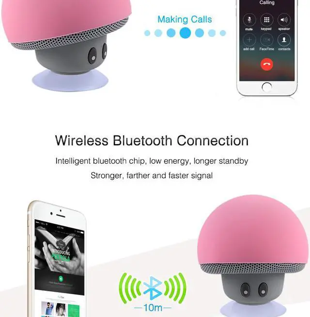 Alt view image 6 of 6 - SUNMENCO Six Colors Mini Bluetooth Speaker Suction Cup Phone Holder Portable Stereo Speakers Wireless Music Player Built-in Lithium Battery and Mic Hands-free for iphone ipad Android Phones Laptop