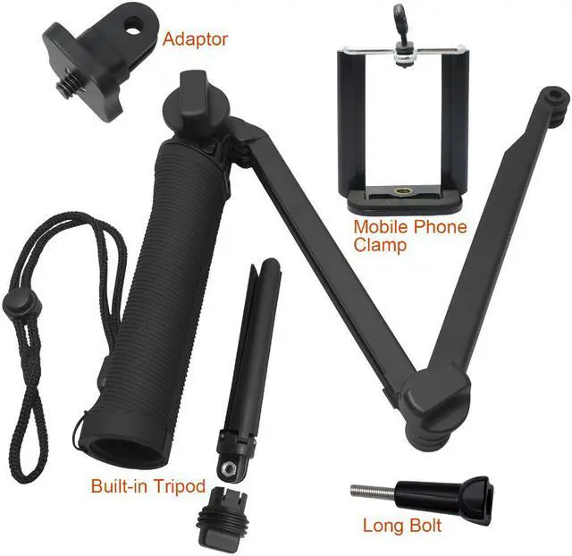 Alt view image 2 of 7 - SUNMENCO Waterproof Selfie Stick Foldable Multi-functional Telescopic Pole 3 Way Grip Monopod Extendable Arm Tripod Stand Mount with Tripod Inside for Gopro Action Camera Cellphone
