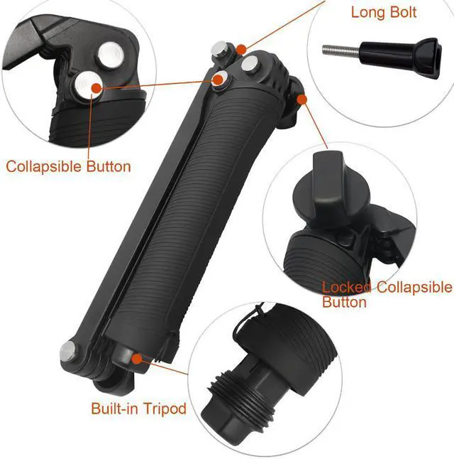Alt view image 5 of 7 - SUNMENCO Waterproof Selfie Stick Foldable Multi-functional Telescopic Pole 3 Way Grip Monopod Extendable Arm Tripod Stand Mount with Tripod Inside for Gopro Action Camera Cellphone