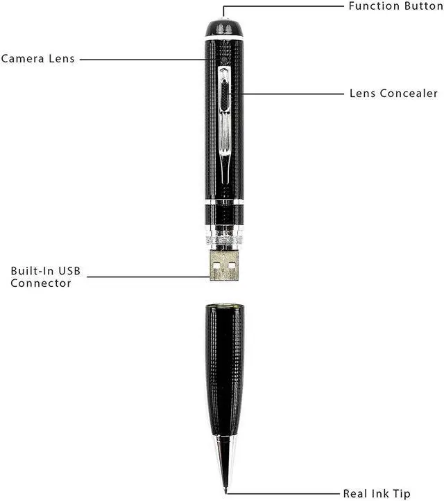Alt view image 3 of 7 - SUNMENCO 16GB Full HD 1080P Mini Camcorder Pen Camera Video Recording Plug and Play Extreme Pen Hidden Cameras Multifunction DVR Recorder SM599