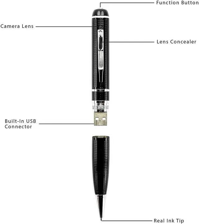 Alt view image 3 of 7 - SUNMENCO 32GB 2k 30fps Pen Camera Video Recording Mini Camcorder Plug and Play Extreme Pen Hidden Cameras Multifunction DVR Recorder SM599K2