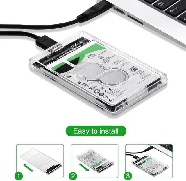 Alt view image 6 of 6 - SUNMMENCO USB 3.0 to SATA 2.5 " HDD  SSD High-Speed Transparent External Enclosure Transparent Case SATA External Hard Drive Enclosur Tool Free for 2.5 inch SATA HDD and SSD