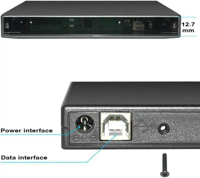 Alt view image 3 of 6 - 12.7mm USB External CD-ROM Case For Optical Disk Drive  External DVD Enclosure