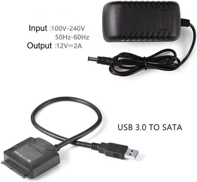 Alt view image 7 of 7 - USB 3.0 To SATA Adapter Cable  For 2.5" 3.5" HDD SSD Data Transfer Converter  Hard Disk USB Sata Adapter for CD-ROM/DVD-ROM With extra power adapter