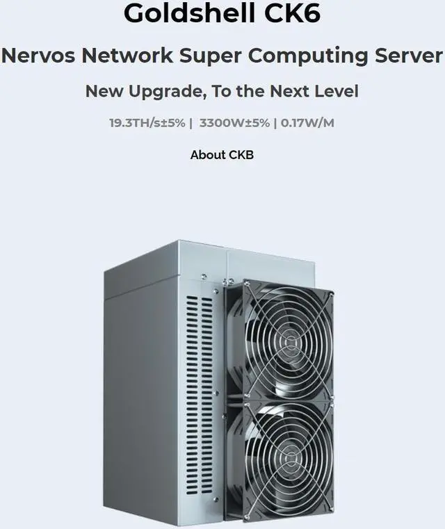 Alt view image 3 of 3 - Goldshell CK6 Nervos Network Super Computing Server New Upgrade, To the Next Level 19.3H/s±5% | 3300W±5% | 0.17W/M