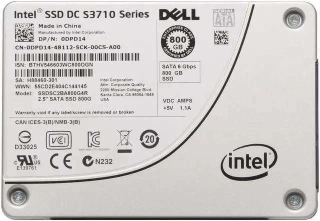 Main image of DPD14 SSDSC2BA800G4R-DELL INTEL 800GB 6GB SATA 2.5" HOT PLUG SOLID STATE SSD