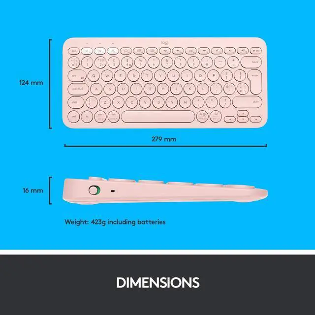 Alt view image 2 of 6 - Logitech K380 920-009599 Rose Bluetooth Wireless Mini Keyboard