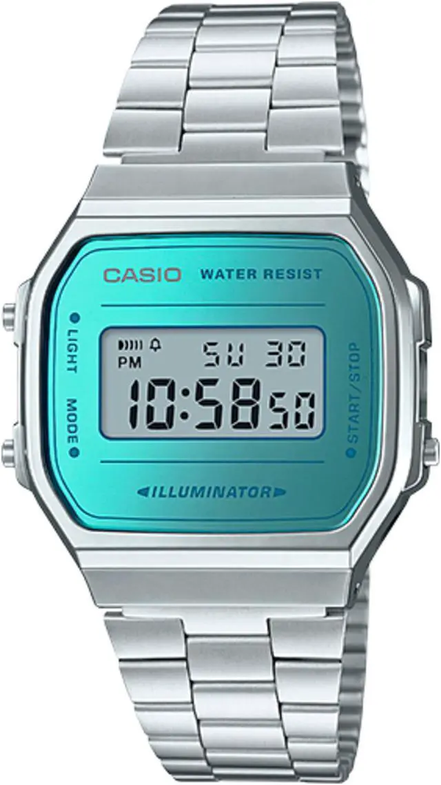 Alt view image 3 of 5 - Casio Vintage Silver & Blue Digital Watch A168WEM-2VT